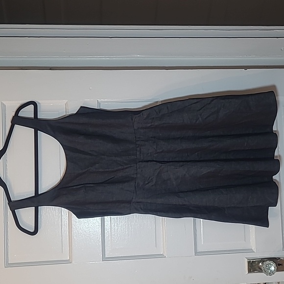 Gap Sleeveless Scoop Neck Black Chambray Fit & Flare Ballet Dress w/pockets Sz 4 - Picture 6 of 17